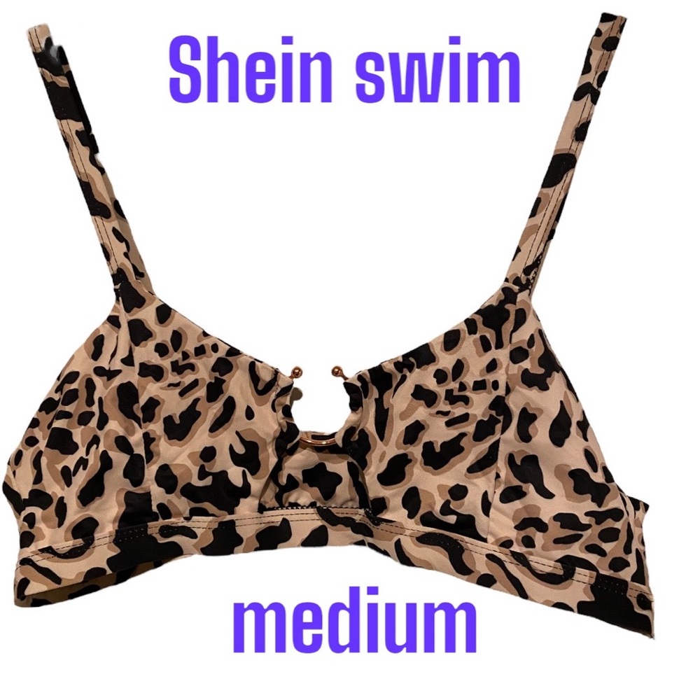 3/$30* M Shein Camo Gold-tone Ring Bikini Top Adj Strap Camouflage Medium Women